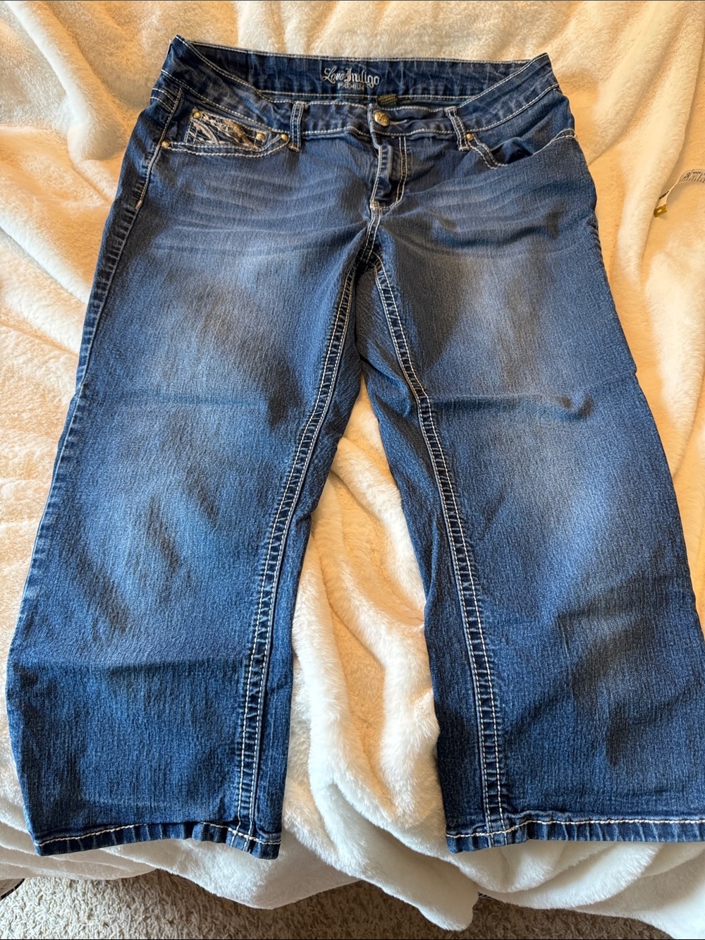 Love Indigo Dark Blue Cropped Jeans